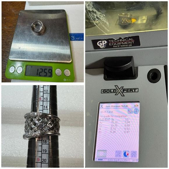 18KT White Gold Woven Design Diamond Cocktail Ring size 7.75 - Picture 9 of 10